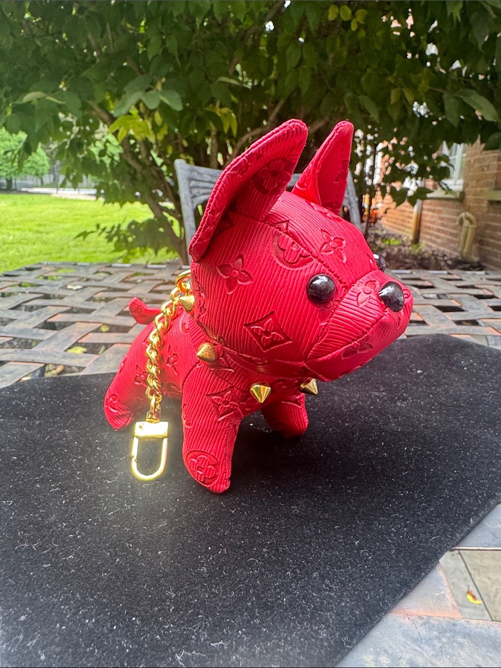 Key-charm  Dog Charm Keychain with Gold Accents